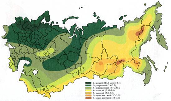 Карта загрязненности россии